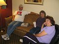 Larry Crotts and wife Belle enjoying a rest with Jane Becksted center